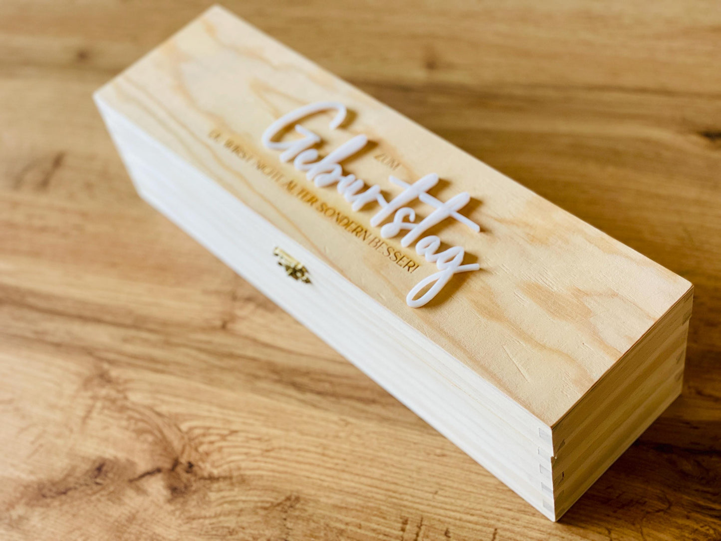 Weinkiste personalisiert, Holzbox mit Gravur zum Geburtstag, Geschenkverpackung für Wein, DasGlueckswerk, Küche & Genuss, Boxes & Bins, Holz, Acryl