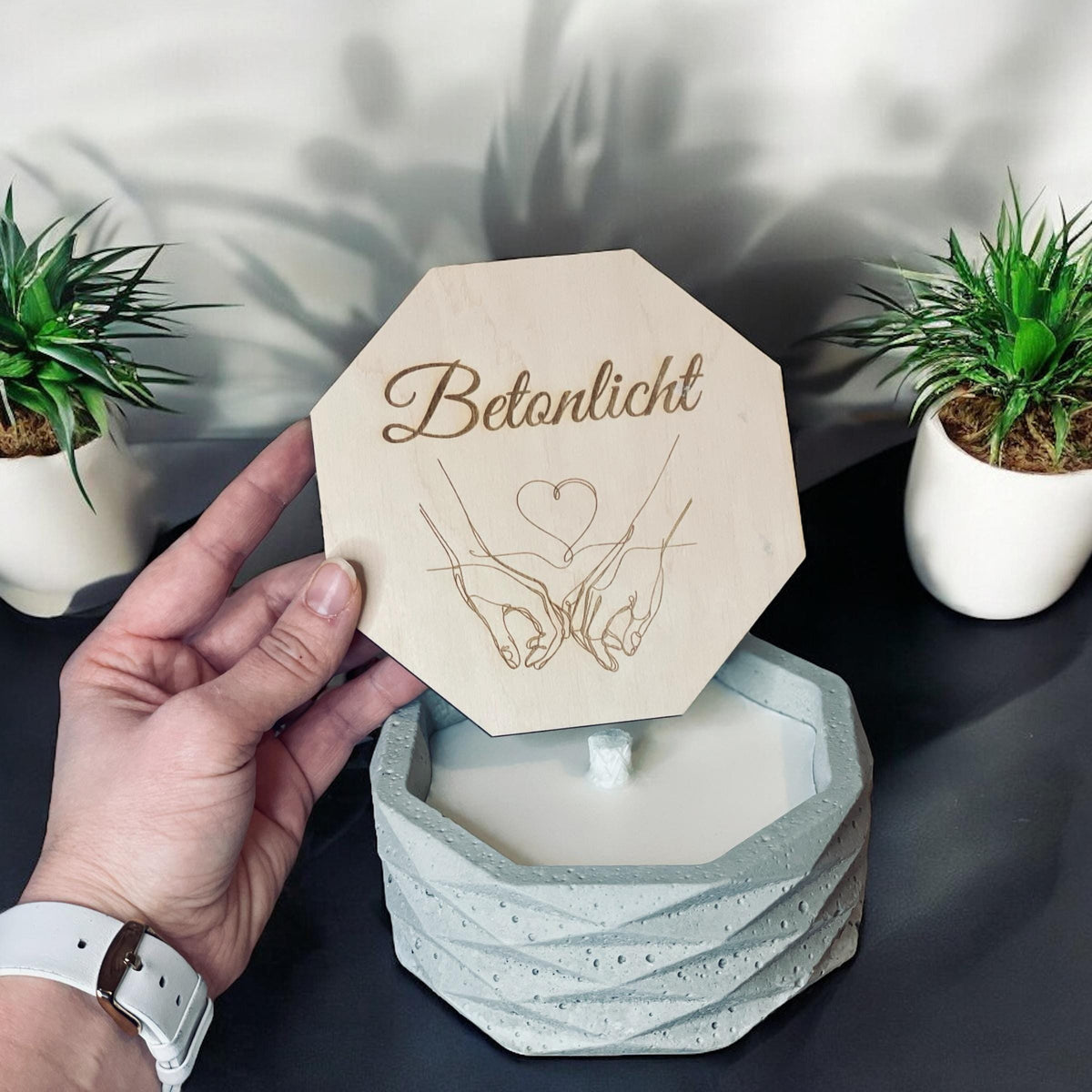 Betonkerze Nahaufnahme Glasfaserdocht