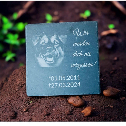 Schiefertafel als Grabstein für Haustiere - Beerdigung Katze Hund Kaninchen Aufsteller Das Glückswerk
