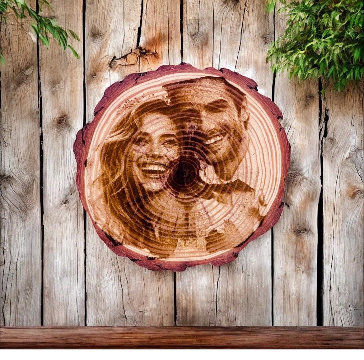 Personalisierte Baumscheibe 16cm mit Fotogravur, Holz Erinnerungsstück, Geschenk Geburtstag Hochzeit, DasGlueckswerk, Hochzeit & Liebe, Gifts For The Couple, Holz