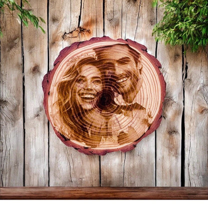 Personalisierte Baumscheibe 16cm mit Fotogravur, Holz Erinnerungsstück, Geschenk Geburtstag Hochzeit, DasGlueckswerk, Hochzeit & Liebe, Gifts For The Couple, Holz