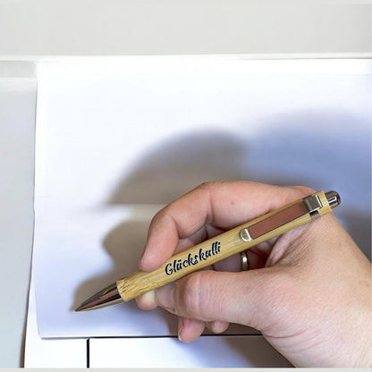 Kugelschreiber Glückskulli mit Geschenkverpackung und glücksklee Kugelschreiber Das Glückswerk