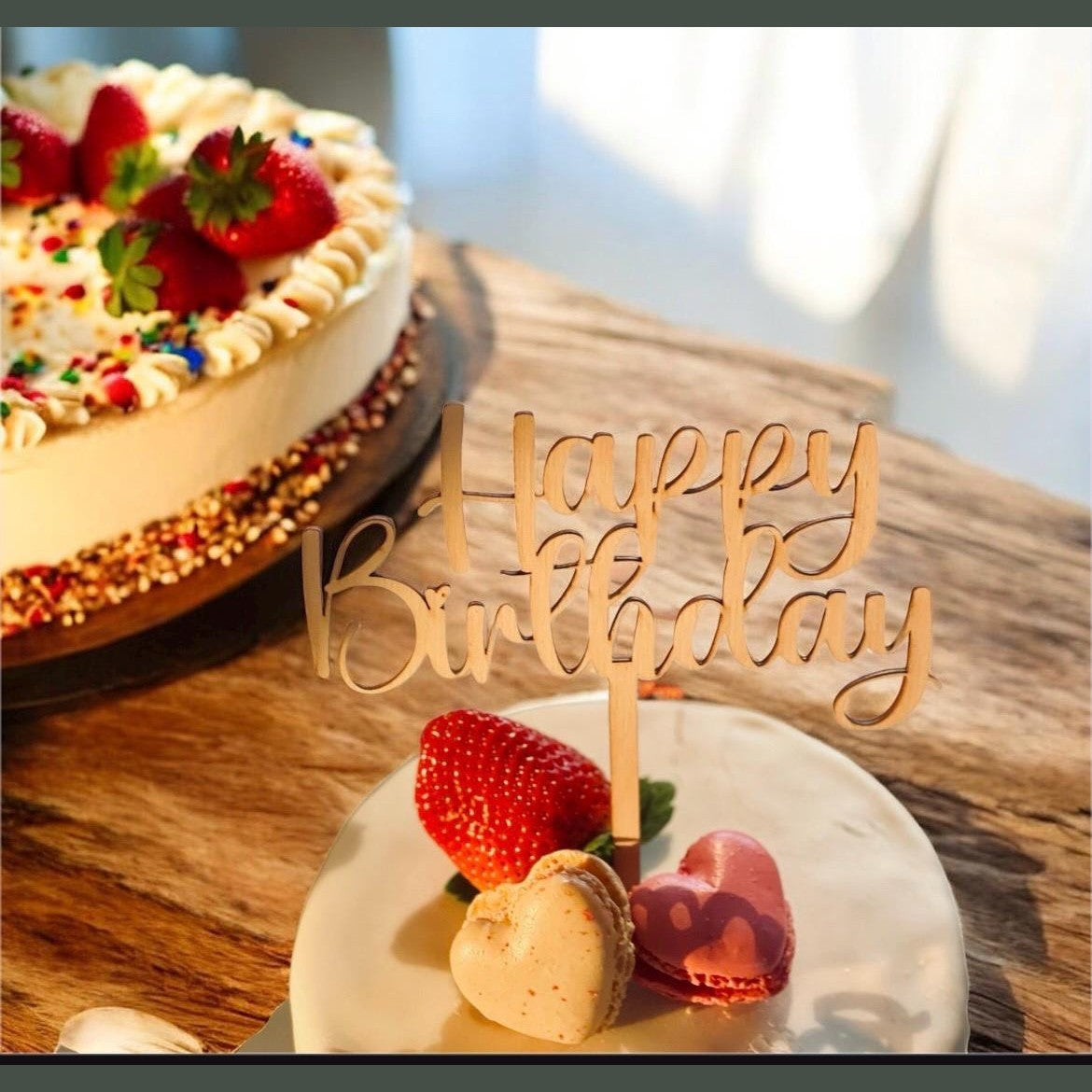 Cake topper für die Geburtstorte „happy Birthday“ aus Holz oder Acrylglas cake Topper Das Glückswerk