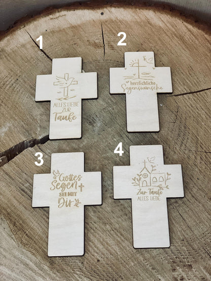 Holzkreuz mit Gravur Segenswünsche, Geschenk zur Taufe oder Kommunion Kind, DasGlueckswerk, Geburt & Baby, Wall Decor, holz
