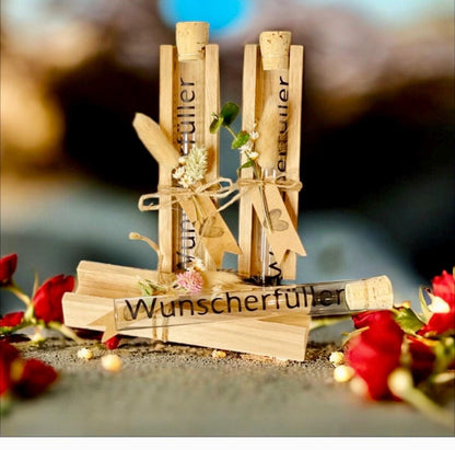 Geschenkset mit Reagenzglas-Wunscherfüller – Persönliche Wunschgläser für besondere Anlässe