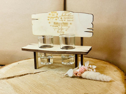 Holzbank Herzgravur Wortwolke, personalisiert für Mama Papa Oma Opa, Familiengeschenk, DasGlueckswerk, Dekoration, Figurines & Knick Knacks, holz, Glas