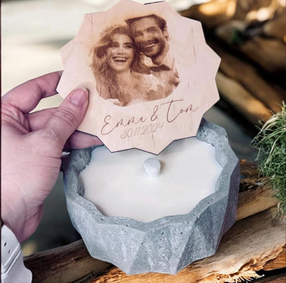 Betonkerze Hochzeit als Gutschein-Variante