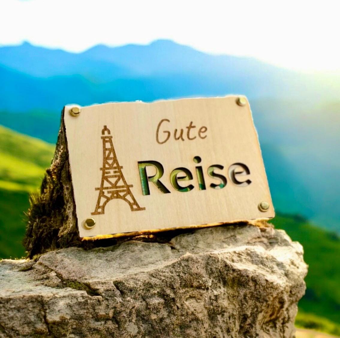 Geldgeschenk Karte Reise Holz, Gravur mit Reisemotiv, Geschenkverpackung für Geldscheine, DasGlueckswerk, Dekoration