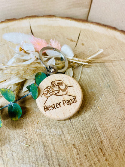 Schlüsselanhänger Holz Familiengravur, runde Form mit 2, 3 oder 4 Händen, Geschenk Familie Paar, DasGlueckswerk, Schlüsselanhänger, Keychains, Holz, metall