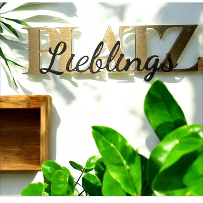 Lieblingsplatz Lieblings Platz Schild aus Holz schwarz lackiert und Natur Schriftzug Türschild Das Glückswerk
