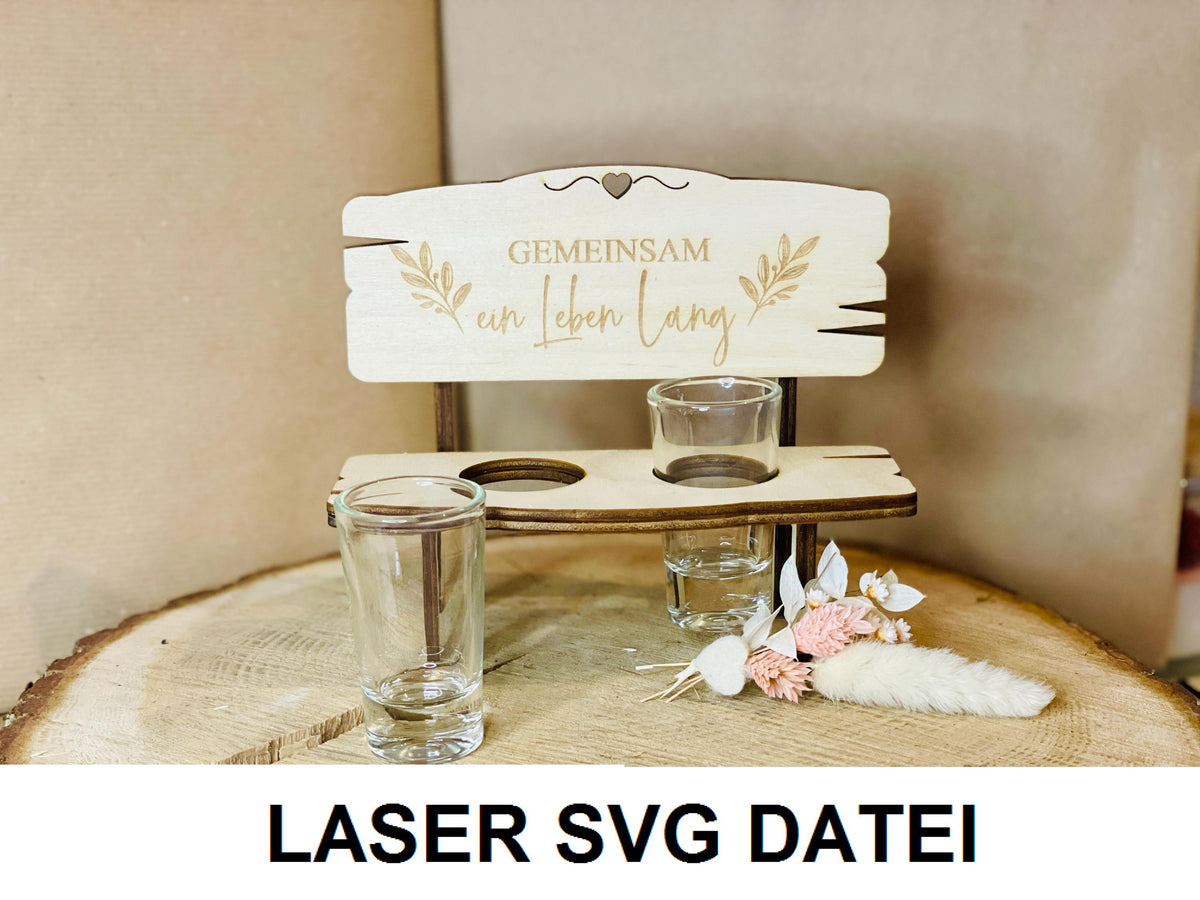 SVG Laser Datei Schnapsbank Hochzeit, Spruch hand in hand ein leben lang, Vorlage 3mm Sperrholz, DasGlueckswerk, Digitale Laserdateien, Figurines & Knick Knacks, holz