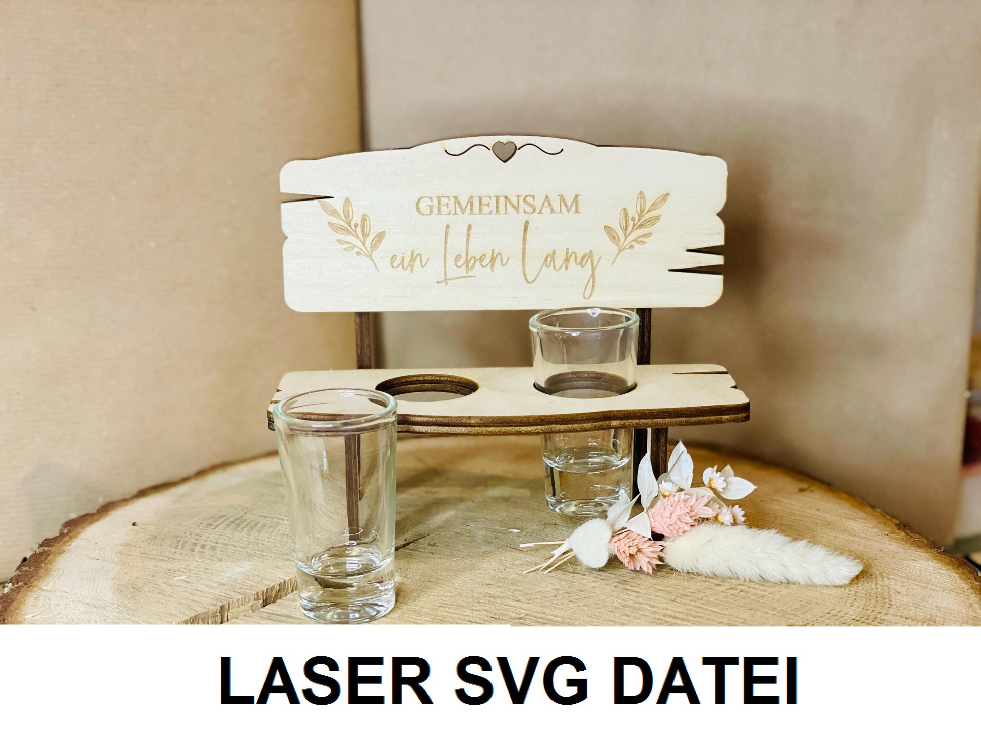 SVG Laser Datei Schnapsbank Hochzeit, Spruch hand in hand ein leben lang, Vorlage 3mm Sperrholz, DasGlueckswerk, Digitale Laserdateien, Figurines & Knick Knacks, holz