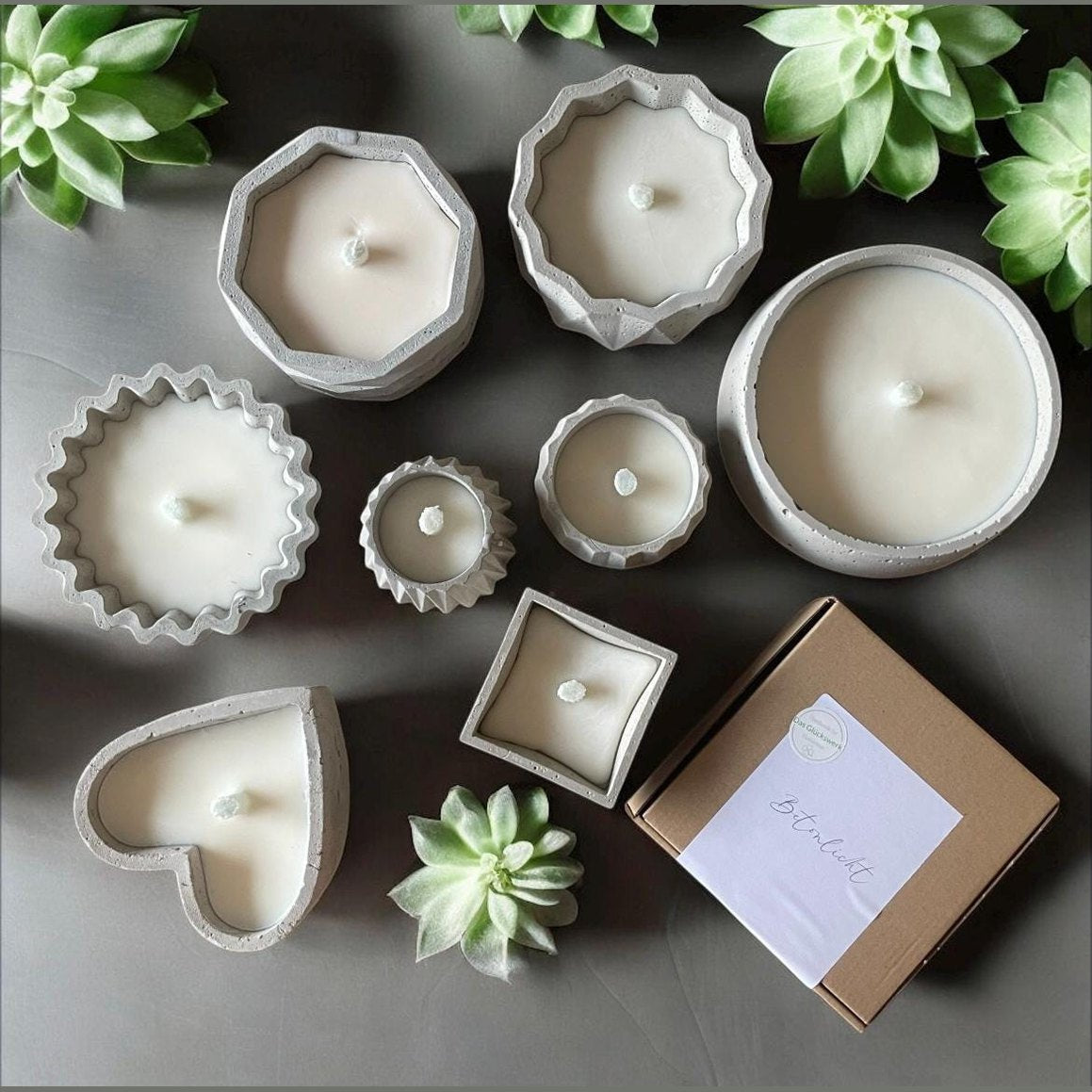 Betonkerze Kerzenfresser-Rustikale Kerze zum verschenken handmade Outdoor-kerze für Garten und Camping, Creme weiß Sojawachs Betonkerze Das Glückswerk