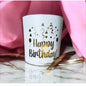 Kerzenglas weiß Gold mit Gravur Happy Birthday teelichthalter Das Glückswerk