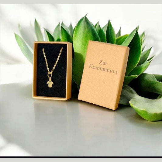 Halskette >> goldener Engel << im Schmuckkästchen mit Wunschgravur Kette Das Glückswerk