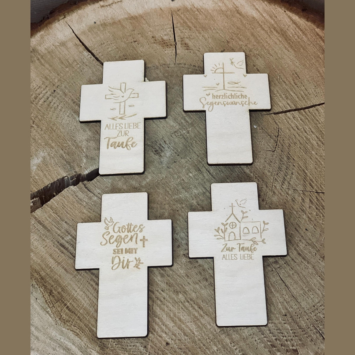 Taufgeschenk Set Geldgeschenk mit Kerze Holzkreuz & WUNSCHERFÜLLER aus Glas Geschenkset Das Glückswerk