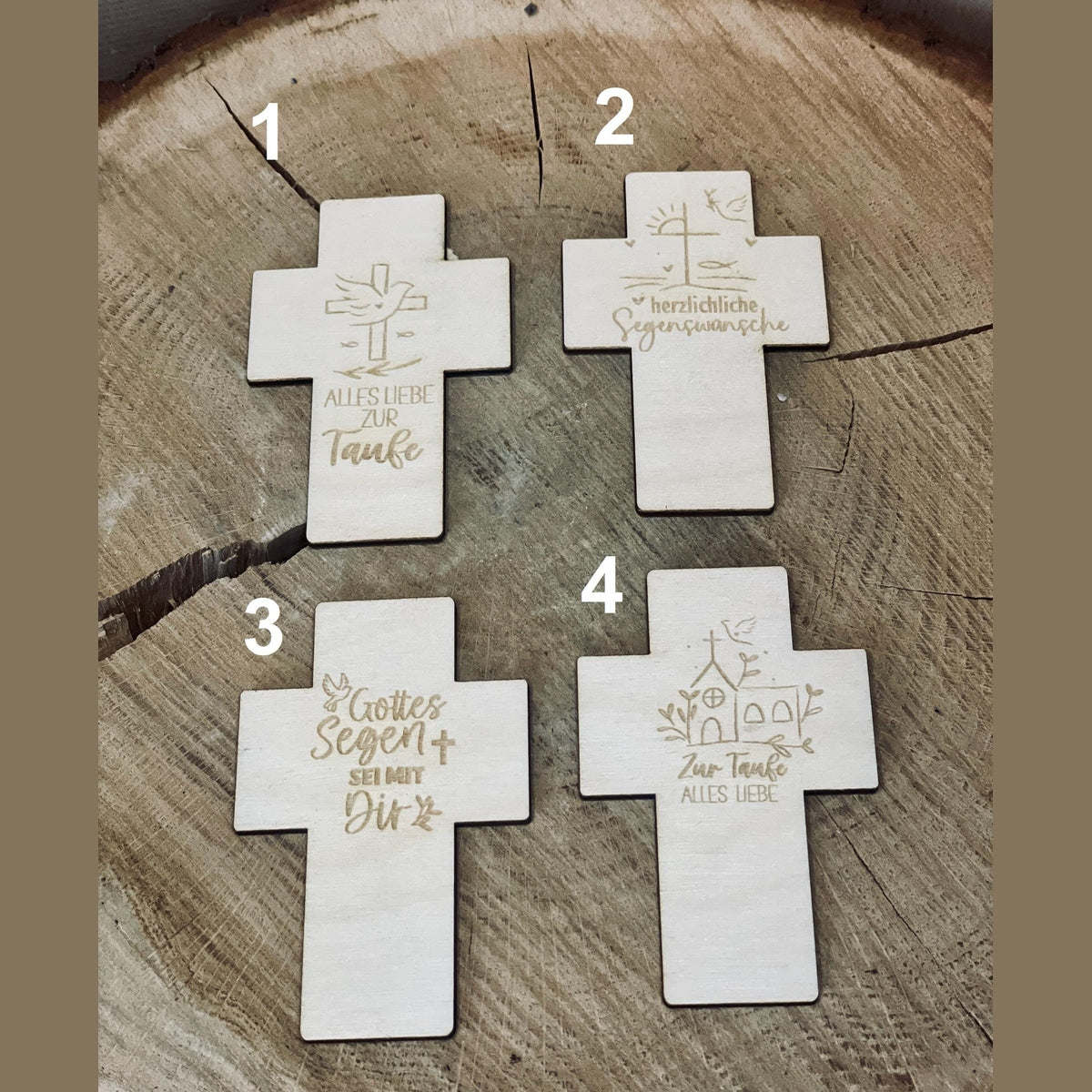 Taufgeschenk Set Geldgeschenk mit Kerze Holzkreuz & WUNSCHERFÜLLER aus Glas Geschenkset Das Glückswerk
