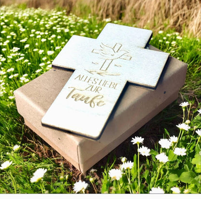 Holzkreuz mit Gravur Segenswünsche, Geschenk zur Taufe oder Kommunion Kind, DasGlueckswerk, Geburt & Baby, Wall Decor, holz