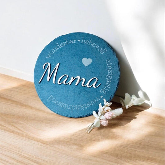 Schiefertafel als Geschenk für Mama – Eine liebevolle Tafel aus Schiefer und Holz Schild Das Glückswerk