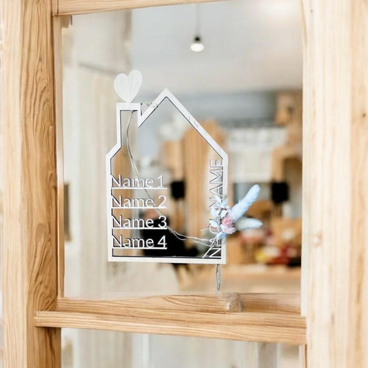 Türkranz Namensschild in Hausform aus Holz, personalisiert Türkranz Das Glückswerk