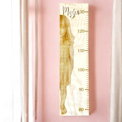 Personalisierte Kinder-Messlatte aus Holz – 80-130 cm, mit Fotogravur, 58 cm lang, einzigartiges Geschenk für Babys und Kinder Messlatte Das Glückswerk