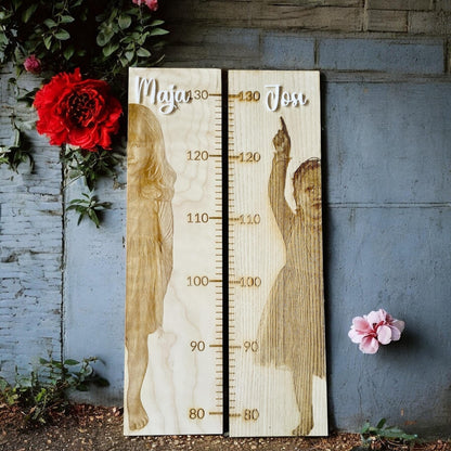 Personalisierte Kinder-Messlatte aus Holz – 80-130 cm, mit Fotogravur, 58 cm lang, einzigartiges Geschenk für Babys und Kinder Messlatte Das Glückswerk