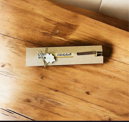 Kugelschreiber Holz Kleeblatt personalisiert, Glückskulli Gravur, Geschenk Büro und Hochzeit, DasGlueckswerk, Dekoration, Ballpoint Pens, holz