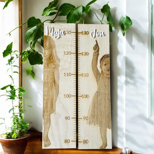 Personalisierte Kinder-Messlatte aus Holz – 80-130 cm, mit Fotogravur, 58 cm lang, einzigartiges Geschenk für Babys und Kinder