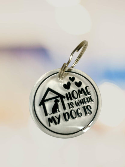 Schlüsselanhänger Acryl Home is where my dog is, Geschenk für Hundebesitzer Hundemama, DasGlueckswerk, Tierfreunde, Keychains, Acryl, Metall