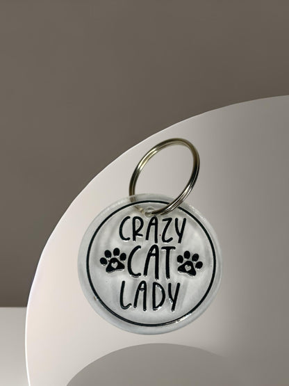 Schlüsselanhänger Crazy Cat Lady, Acryl Anhänger für Katzenmama, lustiges Katzengeschenk, DasGlueckswerk, Tierfreunde, Keychains, Acryl, Metall