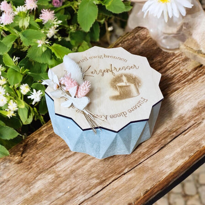 Betonkerze 14x6cm im Naturlook, Outdoor Deko für Terrasse und Garten, DasGlueckswerk, Kerzen aus Beton, Garden Decoration, holz, wachs, Beton, Glasfaser