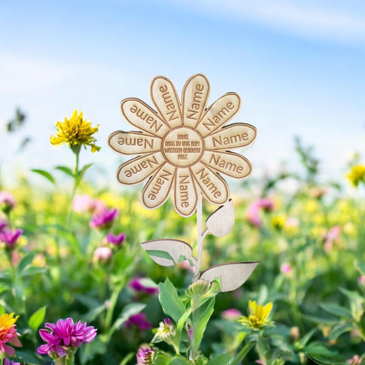 Personalisierte Holzblume Abschiedsgeschenk Erzieherin – Gravur mit Kindernamen – Danke fürs Wachsen lassen – Kita Geschenk