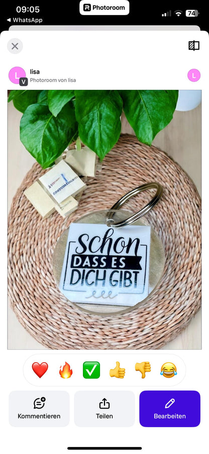 Schlüsselanhänger "Schön, dass es dich gibt" – Herzensbotschaft aus Acryl Schlüsselanhänger Das Glückswerk
