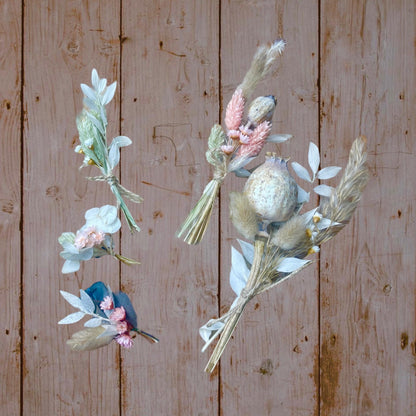 Trockenblumenstrauß Add-on klein, Mini Deko Ergänzung für Geschenke aus Holz, DasGlueckswerk, Hochzeit & Liebe, Dried Flowers, Trockenblumen