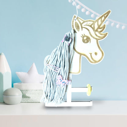 Personalisierter Haarspangenhalter Einhorn aus Holz | Aufbewahrung Haarspangen & Haargummis | Geschenk Mädchen Kinderzimmer Deko Aufsteller Flothkötter Shop