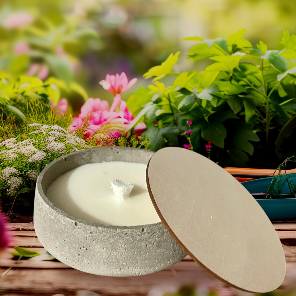 Betonkerze mit Dauerdocht, rustikale Betonoptik, 13 cm breit, Geschenk für Kerzenliebhaber, DasGlueckswerk, Kerzen aus Beton, Container Candles, holz, wachs, Beton, Glasfaser