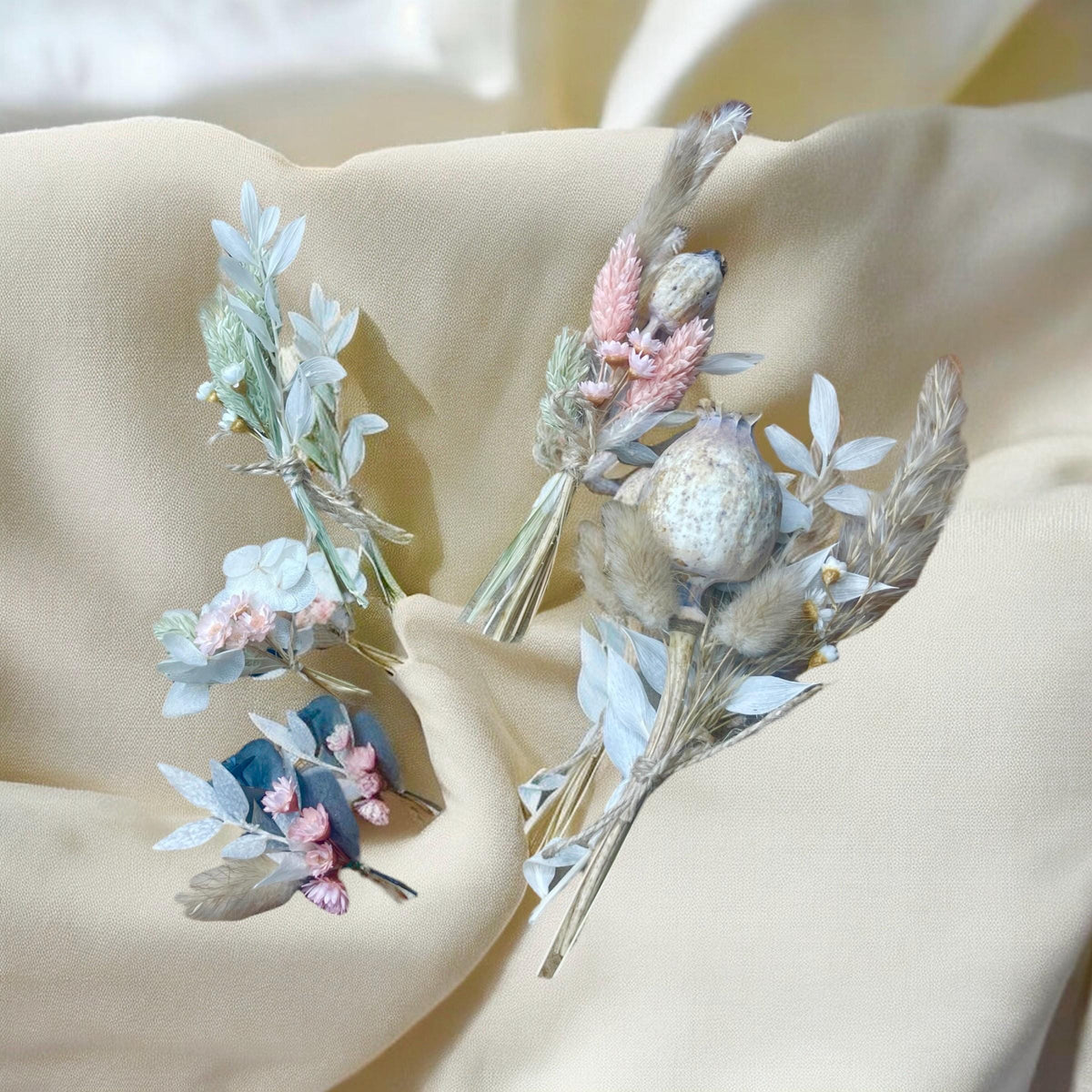 Trockenblumenstrauß Add-on klein, Mini Deko Ergänzung für Geschenke aus Holz, DasGlueckswerk, Hochzeit & Liebe, Dried Flowers, Trockenblumen