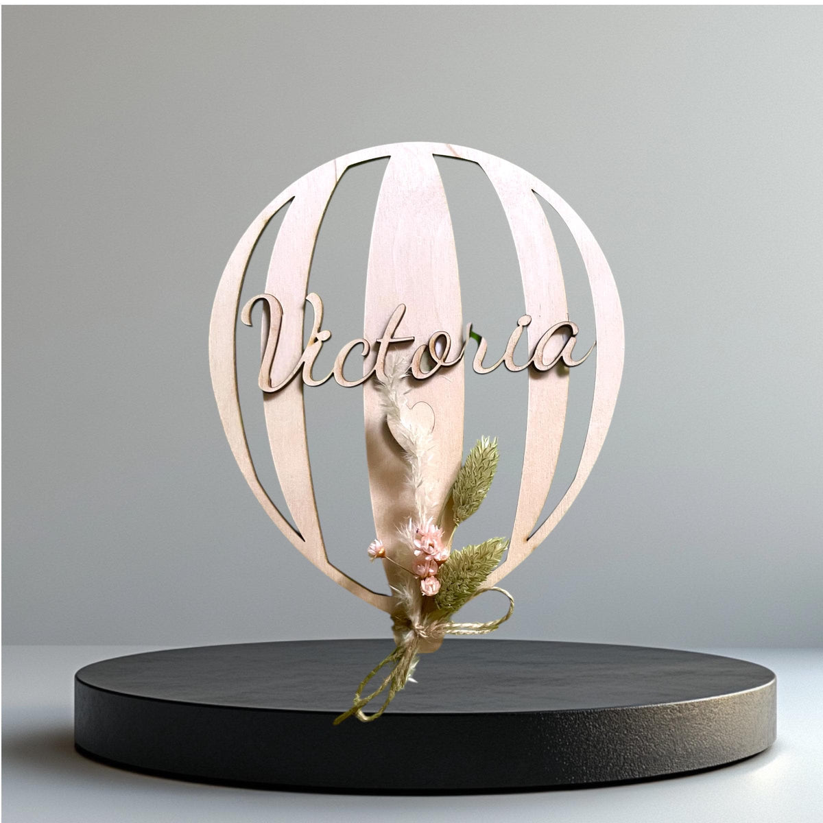 Holzballon personalisiert mit 3D Name und Herz, Geschenk zur Geburt, Kinderzimmer Deko 15-25 cm, DasGlueckswerk, Dekoration, Wreaths, Holz