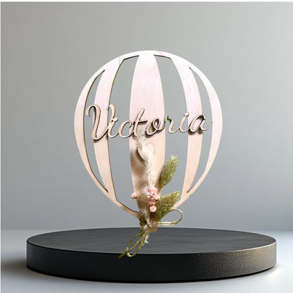Holzballon personalisiert mit 3D Name und Herz, Geschenk zur Geburt, Kinderzimmer Deko 15-25 cm, DasGlueckswerk, Dekoration, Wreaths, Holz