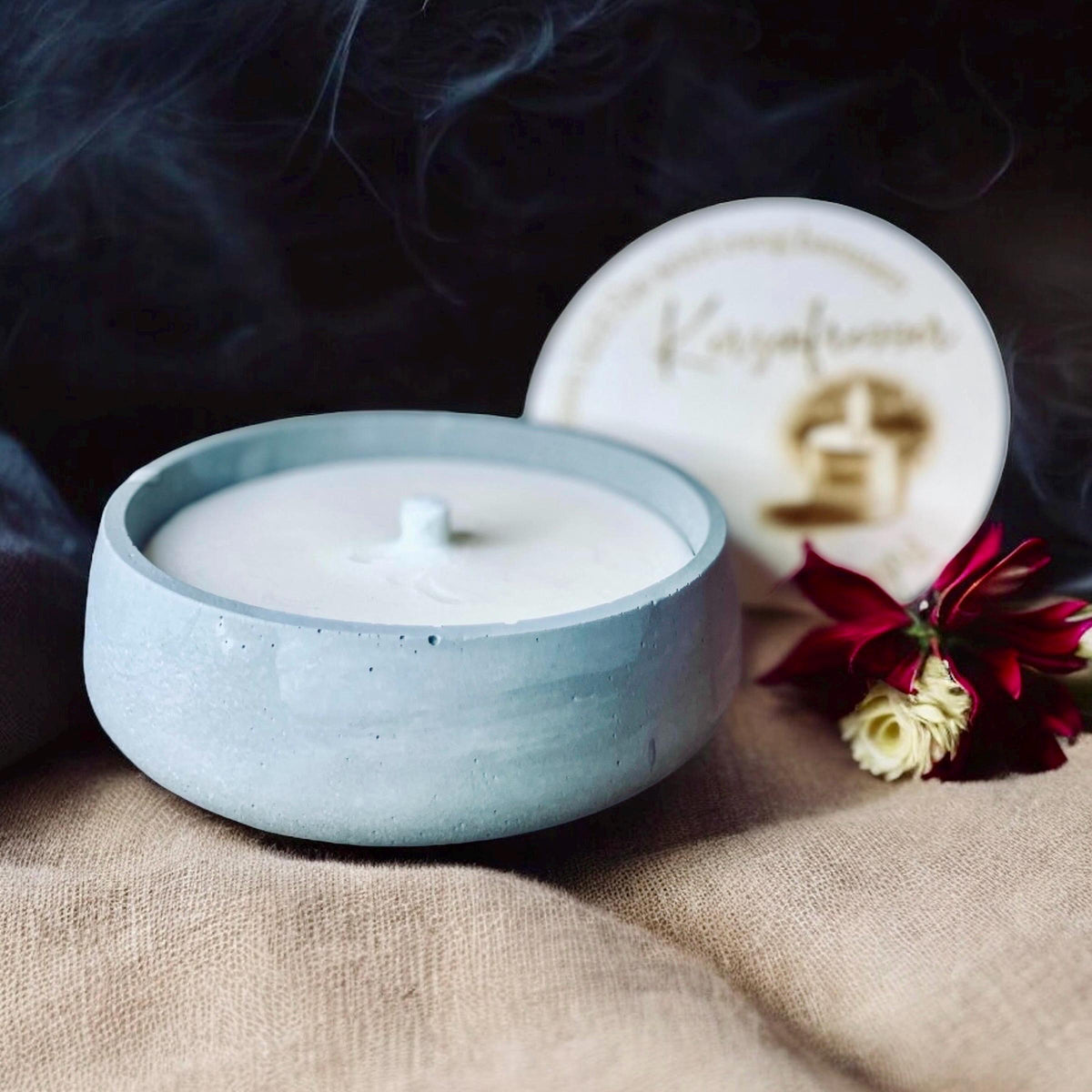 Betonkerze Kerzenfresser Outdoor, 18x5cm für Wachsreste, Terrasse Balkon Garten Deko, DasGlueckswerk, Kerzen aus Beton, Container Candles, holz, wachs, Beton, Glasfaser