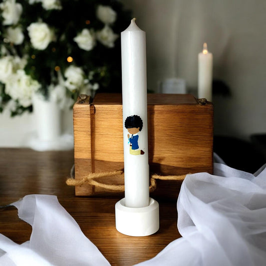 Personalisierte Taufkerze für Jungen & Mädchen | 16 cm hoch, 2,2 cm breit | Taufkerze Das Glückswerk