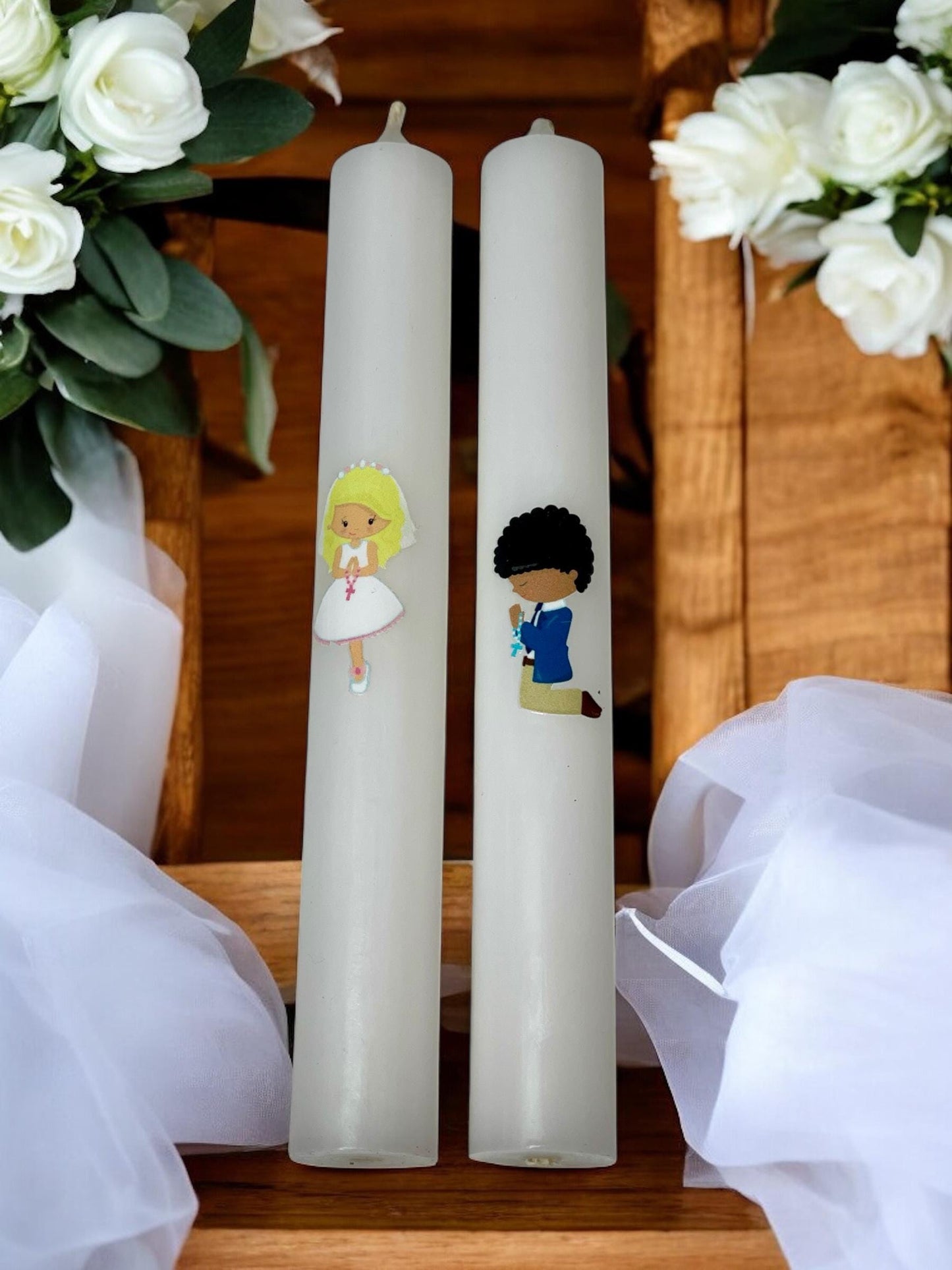 Personalisierte Taufkerze für Jungen & Mädchen | 16 cm hoch, 2,2 cm breit | Taufkerze Das Glückswerk