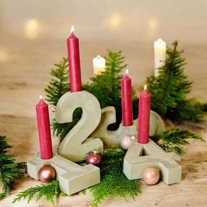 Adventskranz zahlen Weihnachtsdekoration Winterzeit für Stabkerzen Kerzen 1 2 3 4 Das Glückswerk