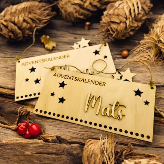 Individualisierter Adventskalender aus Holz Das Glückswerk
