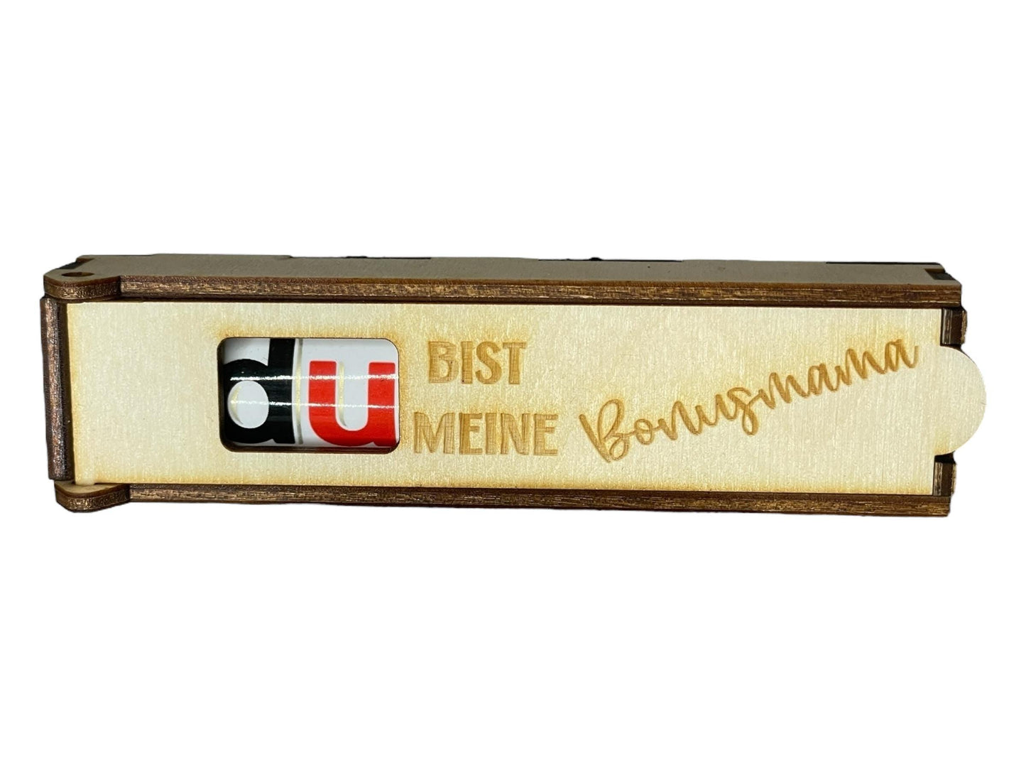 Holz Schokoladenhülle mit Gravur – „Du bist mein Bonussohn“ | Geschenkidee Patchwork Familie Das Glückswerk
