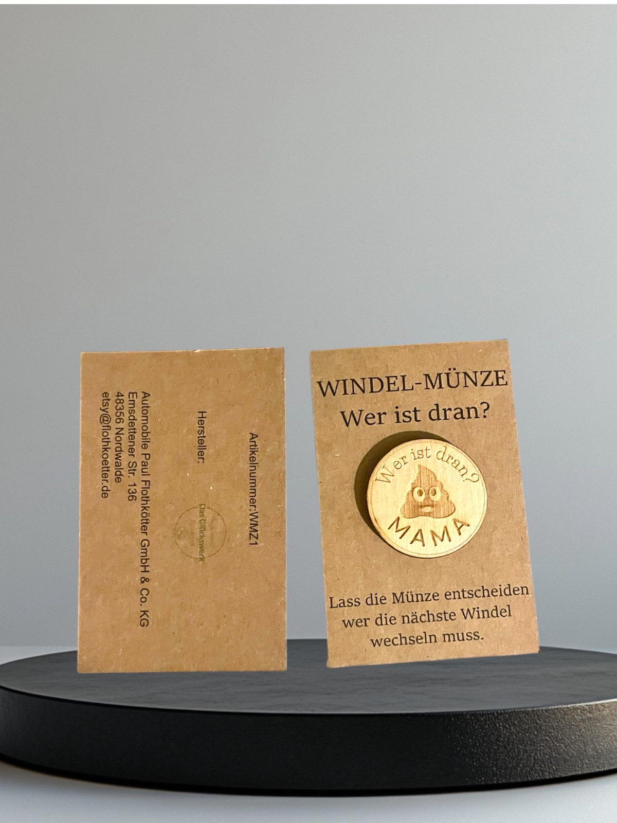 Windelmünze Holz Poop Design, lustiges Geschenk zur Geburt und Babyparty, DasGlueckswerk, Geburt & Baby, Baby & Toddler Toys, holz, kraftpapier