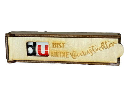 Holz Schokoladenhülle mit Gravur – „Du bist mein Bonussohn“ | Geschenkidee Patchwork Familie Das Glückswerk