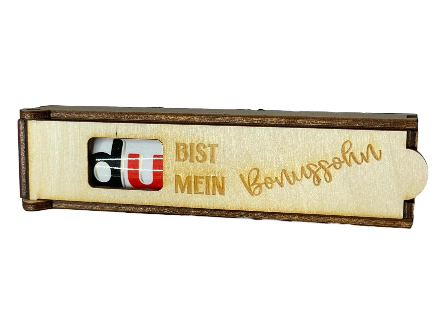 Holz Schokoladenhülle mit Gravur – „Du bist mein Bonussohn“ | Geschenkidee Patchwork Familie Das Glückswerk