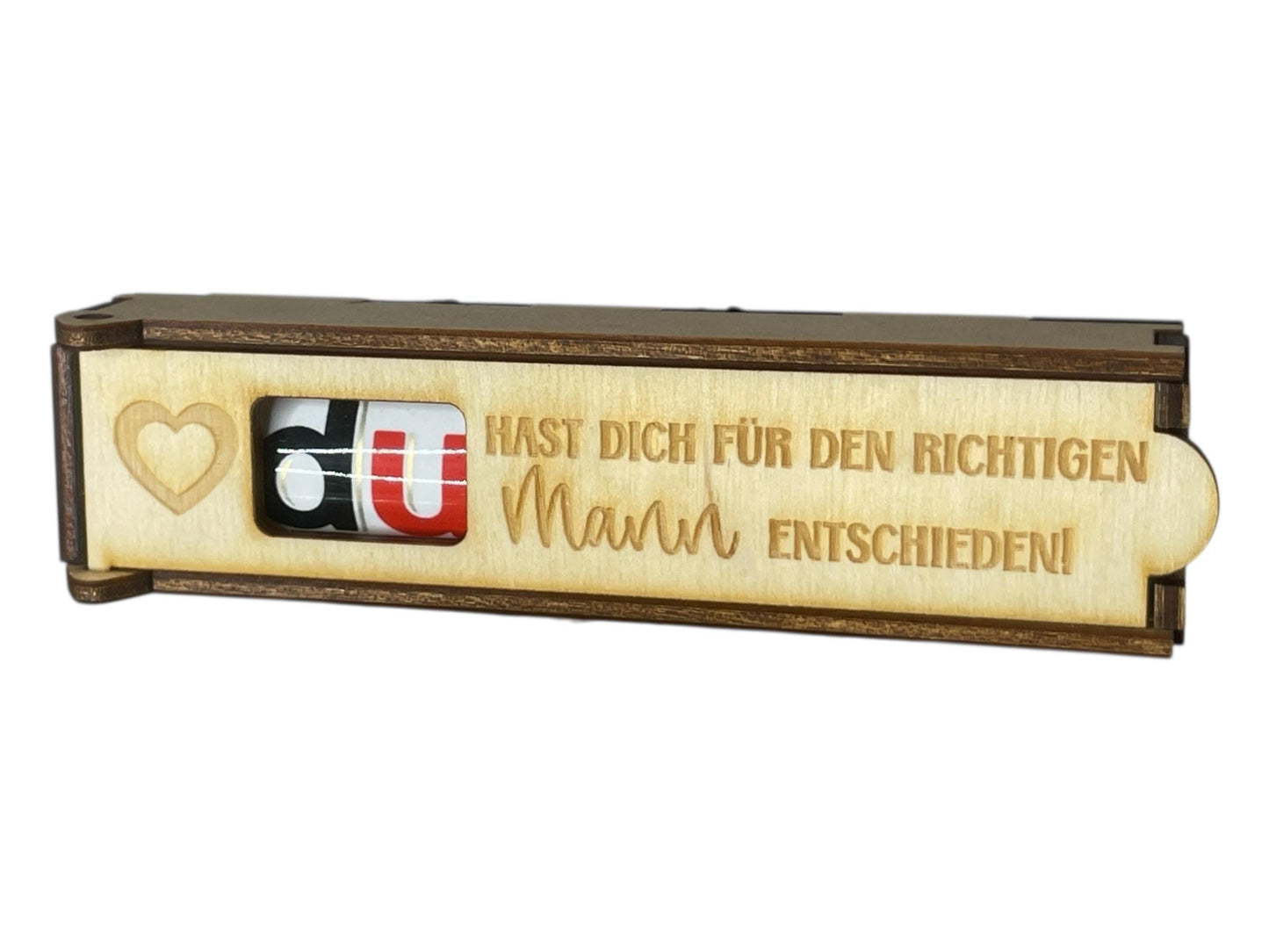 Holz Schokoladenhülle mit Gravur – „Du hast dich für die richtige Frau / Mann entschieden“ | Lustiges Hochzeitsgeschenk Das Glückswerk