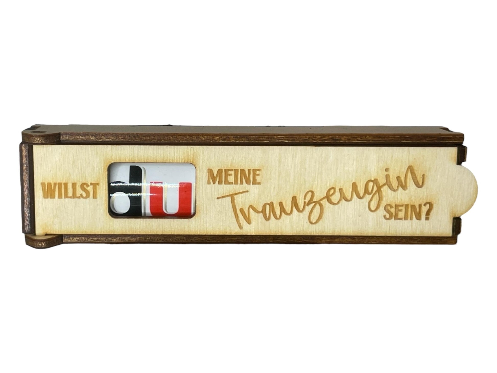 Holz Schokoladenhülle mit Gravur – „Willst du mein Trauzeuge / Trauzeugin sein?“ | Geschenkidee Trauzeuge fragen Das Glückswerk